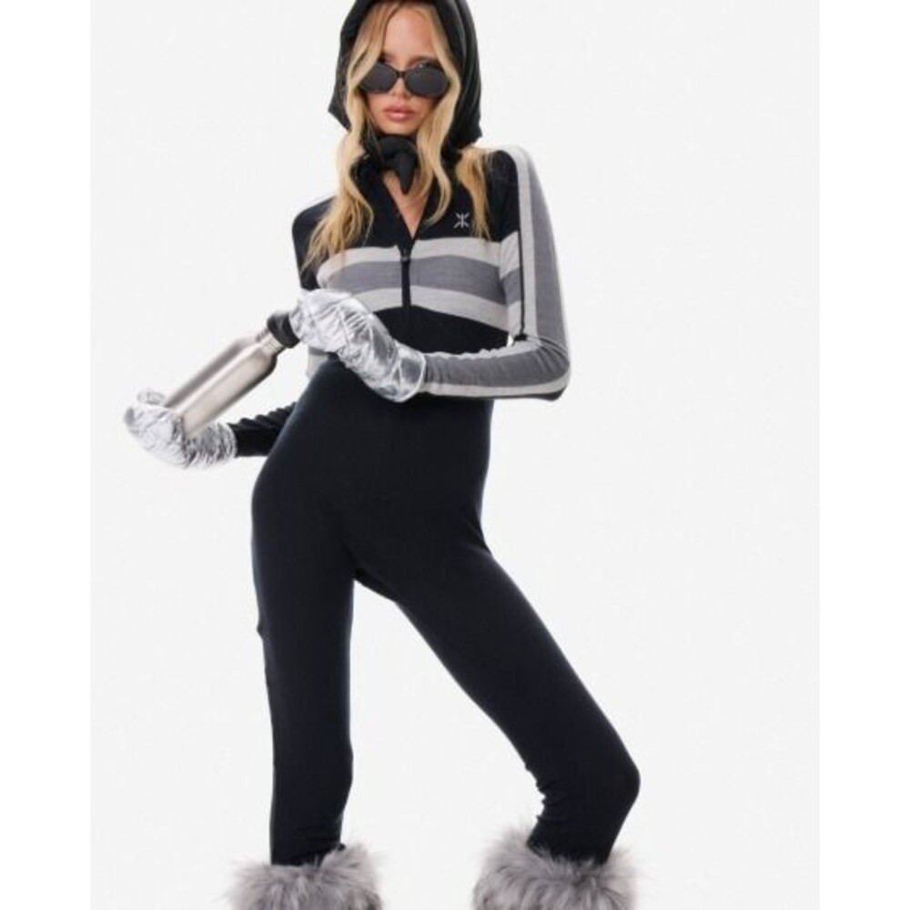 OnePiece One Piece Baselayer Ski Fitted Black White Jumpsuit Women's Small